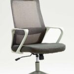 Sillón de oficina MARIO, alto, gris, malla y asiento gris