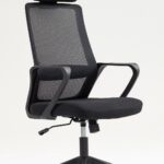 Sillón de oficina MARIO, alto, negro, malla y asiento negro