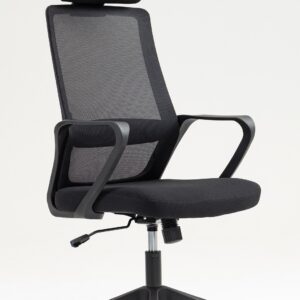 Sillón de oficina MARIO, alto, negro, malla y asiento negro