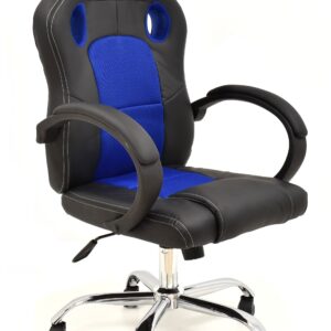 Sillón de oficina SEPANG, racing, similpiel negra, tejido mesh azul