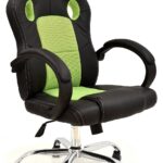 Sillón de oficina SEPANG, racing, similpiel negra, tejido mesh verde pistacho