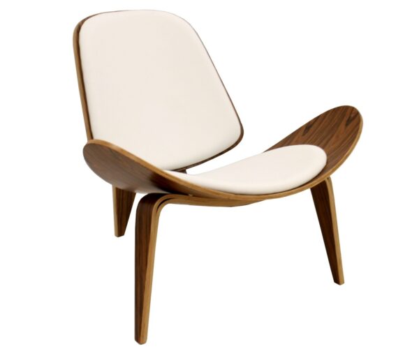 Sillón NORDIC (R), palo rosa, similpiel blanca